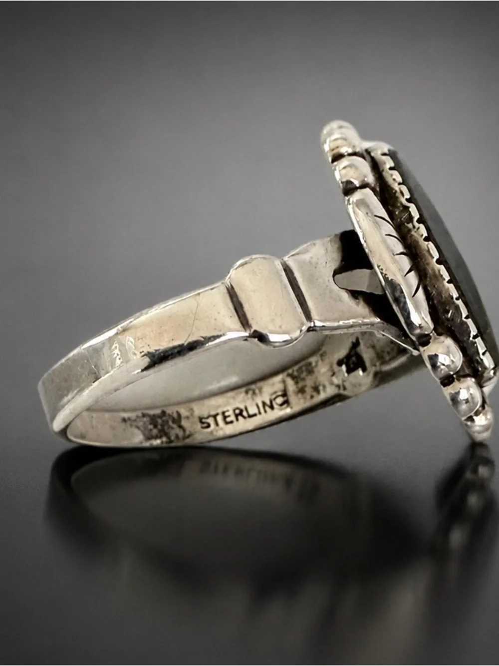 Bell Trading Company Sterling Silver Hematite Vintage Ring